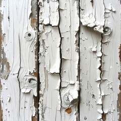 Flaking white paint on wooden boards