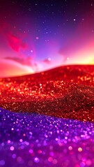 Vibrant glitter landscape at night