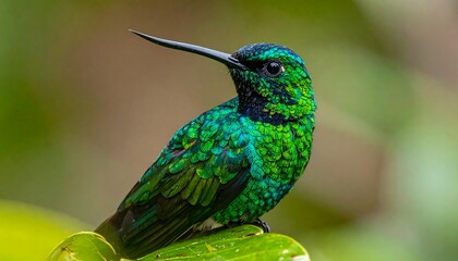 Vibrant hummingbird in lush foliage