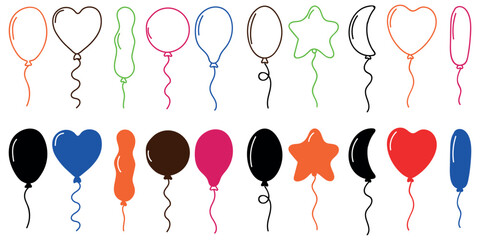 Cheerful Collection of Colorful Balloons for Parties and Celebrations Bringing Joy and Happiness with Varied Shapes and Vibrant Colors Enhancing Festive Atmospheres