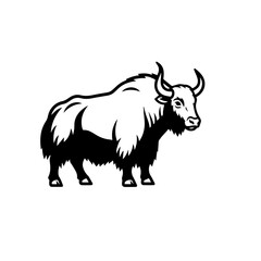Stylized Black and White Yak Silhouette