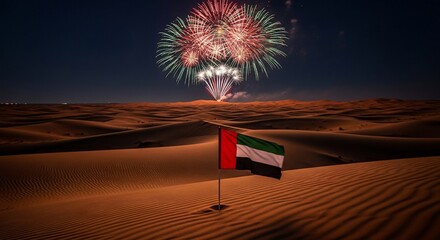 UAE National Day Celebration with Fireworks in the Desert.