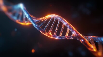 Stunning 3D visualization of DNA structure with glowing elements, perfect for science and technology themes - Powered by Adobe