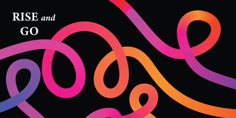 Abstract gradient ribbon design on black background with motivational text vector illustration