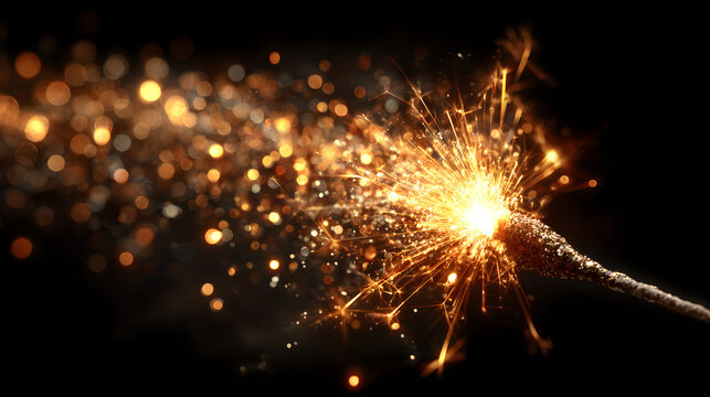 Sparkler ignites golden glitter 2026 new year celebration