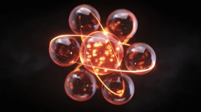 Atomic Elegance: A luminous depiction of an atom, showcasing its intricate structure, perfect for science-related concepts.