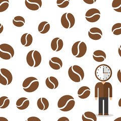Obraz premium Coffee Bean Seamless Pattern with Character