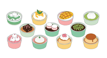 Assorted Asian desserts in cups