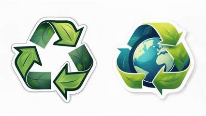Two stylized recycling logos