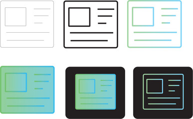 ID Card Icon Set Minimalist Designs for Various Applications