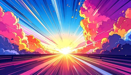Vibrant sunset highway