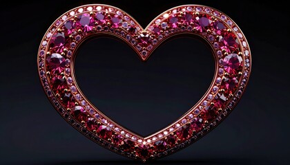 Heart-shaped jeweled ornament on dark