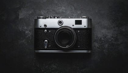 Vintage camera on dark textured surface