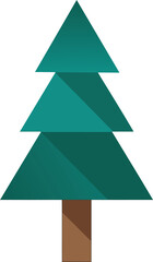 Fototapeta premium Stylized Christmas Tree Illustration with Simple Triangular Design on Transparent Backdrop and Festive Celebration Theme with Brown Trunk