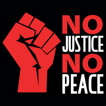 &ldquo;No Justice, No Peace&rdquo; Typography with Hand Symbol &ndash; Vector Design