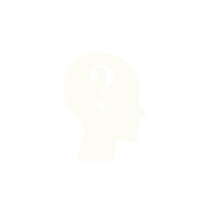 White Silhouette Profile of a Human Head with a Large Question Mark Symbol Inside the Brain Area on a Black Background Represents Uncertainty Confusion and Seeking Answers in Abstract Concept