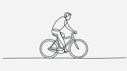 One-Line Cyclist Riding a Bicycle