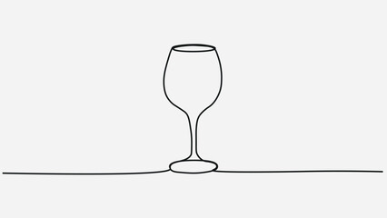 Elegant One-Line Wine Glass Illustration