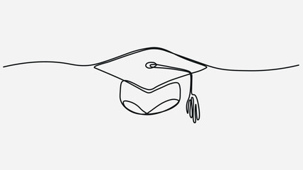 hand drawn line art vector illustration of graduation hat, graduation line art style vector illustration