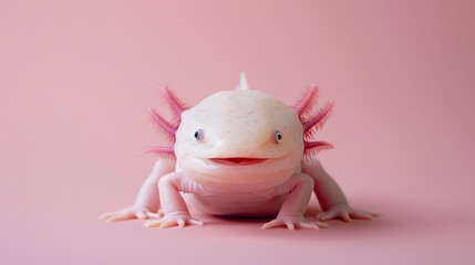 Smiling amphibian on pink