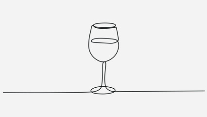 Elegant One-Line Wine Glass Illustration