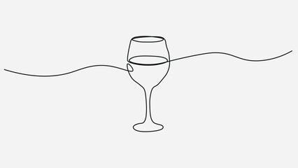 Elegant One-Line Wine Glass Illustration