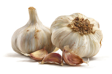 Fresh garlic bulbs and cloves offer robust flavor for cooking and culinary creations, an essential ingredient for delicious meals, adding zesty and aromatic notes to any dish