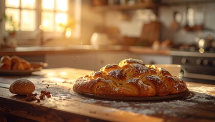 Warm, sunlit kitchen with freshly baked bread