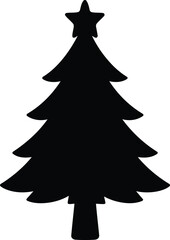 Obraz premium Monochrome Conifer Silhouette Stands as Stylized Winter Holiday Symbol Perfect for Seasonal Greetings and Graphic Designs Showcasing Simplicity and Elegance