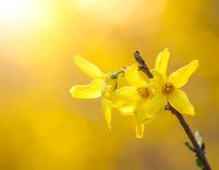 Vibrant yellow flowers bathed in sunlight