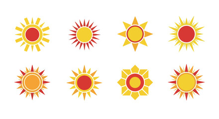 Sun icons set with transparent background
