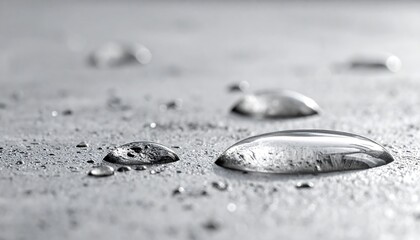Water droplets on a light gray surface