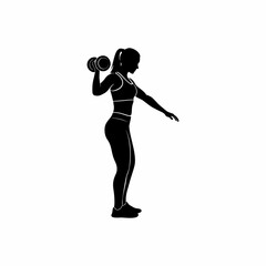 vector silhouette of a woman doing bicep curl exercise