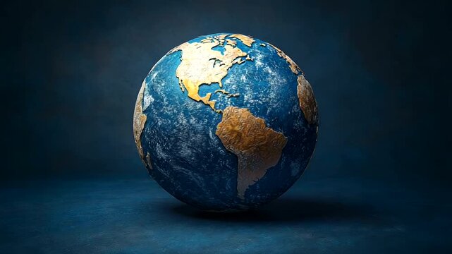 Detailed globe model showcasing continents with textured surface and shadows