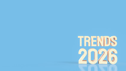 Wooden 3D Text Displaying Future Trends 2026 Concept 3d render.