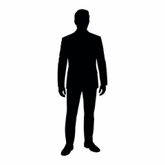 Professional businessman standing full body silhouette vector