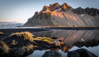 Mountain reflects in serene waters