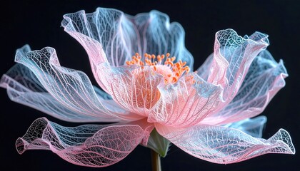 Delicate pink and blue flower blossom