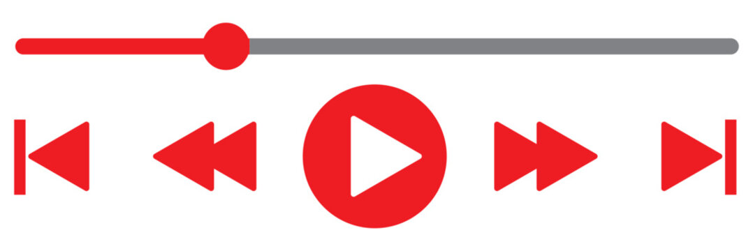 Music or video play bar icon Audio player for songs or podcast playlist. Play or pause button. Music or video play bar icon. editable stroke vector illustration - Powered by Adobe