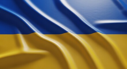 Ukraine flag waving in wind blue and yellow stripes national symbol of ukraine with bright and bold colors on fabric texture european country affected by geopolitical conflict