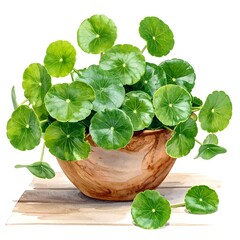 Watercolor of a plant in a bowl