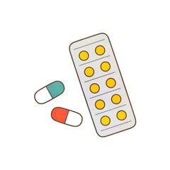 水彩タッチの薬・錠剤イラスト