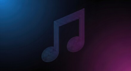 A stylized, musical note icon rendered in a delicate network of lines.  The dark background and vibrant gradient hues add depth and intrigue to the graphic design.