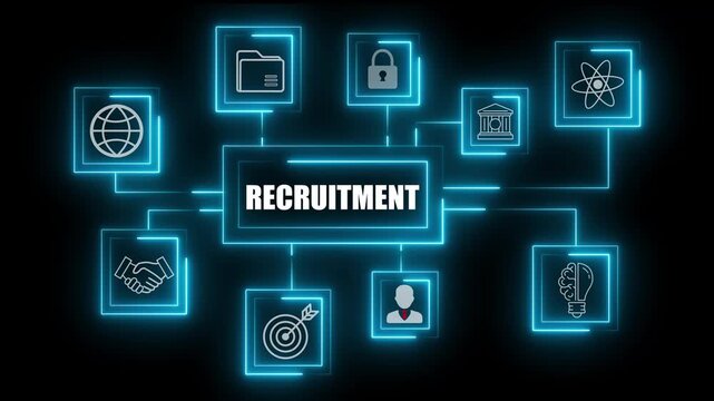 recruitment Concept with Modern Technology, Data Analytics and Futuristic Business Graphics. Asymptotic smart data analytic. talent acquisition