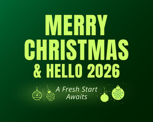merry christmas and hello 2026 festive greeting