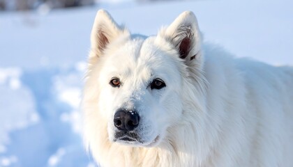 White dog in snowy landscape