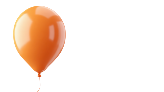 Orange shiny balloon floating, visualizing a celebration event, party decoration, birthday festivity, anniversary item