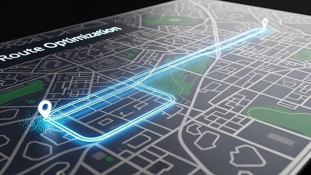 Route optimization and navigation app concept for gps mapping and location tracking technology