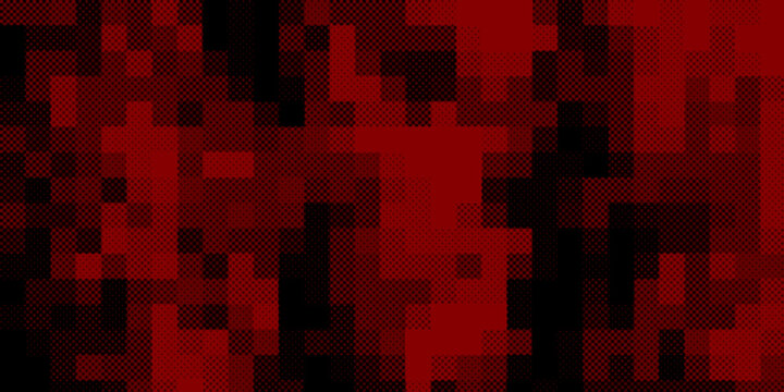 Abstract futuristic background with red and black pixelated mosaic texture