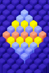  3D illustration volumetric   colorful shapes  on a geometric monophonic background. Technology geometry  background